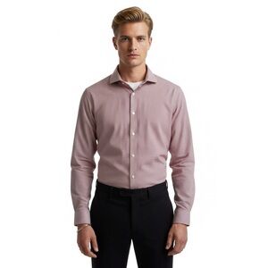 MICHEAL KORS RED WHITE DRESS SHIRT SLIM FIT  COTTON BUTTON DOWN SHIRT MEN 16 1/2